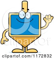 Cartoon Of A Waving Dreidel Mascot Royalty Free Vector Clipart