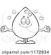 Cartoon Clipart Of A Loving Water Drop Mascot Vector Outlined Coloring Page