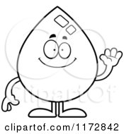 Cartoon Clipart Of A Waving Water Drop Mascot Vector Outlined Coloring Page