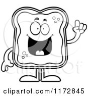 Black And White Smart Toast And Jam Mascot With An Idea