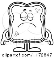 Cartoon Clipart Of A Depressed Toast And Jam Mascot Vector Outlined Coloring Page by Cory Thoman