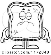 Cartoon Clipart Of A Sick Toast And Jam Mascot Vector Outlined Coloring Page by Cory Thoman