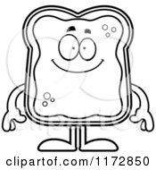 Cartoon Clipart Of A Happy Toast And Jam Mascot Vector Outlined Coloring Page