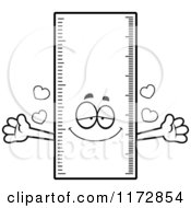 Cartoon Clipart Of A Loving Ruler Mascot Vector Outlined Coloring Page