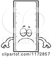 Cartoon Clipart Of A Depressed Ruler Mascot Vector Outlined Coloring Page