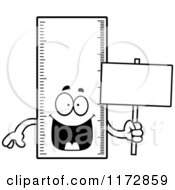 Poster, Art Print Of Black And White Happy Ruler Mascot Holding A Sign