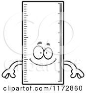 Cartoon Clipart Of A Happy Ruler Mascot Vector Outlined Coloring Page