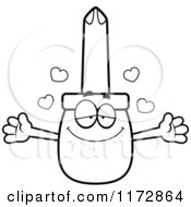 Cartoon Clipart Of A Loving Phillips Screwdriver Mascot Vector Outlined Coloring Page