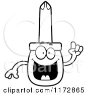 Poster, Art Print Of Black And White Smart Phillips Screwdriver Mascot With An Idea