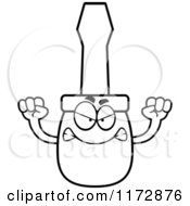 Cartoon Clipart Of A Mad Screwdriver Mascot Vector Outlined Coloring Page
