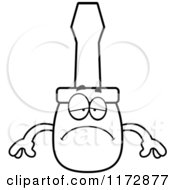 Cartoon Clipart Of A Depressed Screwdriver Mascot Vector Outlined Coloring Page