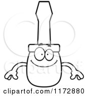 Cartoon Clipart Of A Happy Screwdriver Mascot Vector Outlined Coloring Page by Cory Thoman