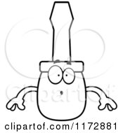 Poster, Art Print Of Black And White Surprised Screwdriver Mascot