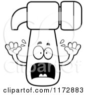 Cartoon Clipart Of A Screaming Hammer Mascot Vector Outlined Coloring Page