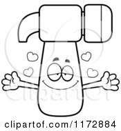 Cartoon Clipart Of A Loving Hammer Mascot Wanting A Hug Vector Outlined Coloring Page