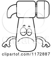Cartoon Clipart Of A Depressed Hammer Mascot Vector Outlined Coloring Page by Cory Thoman