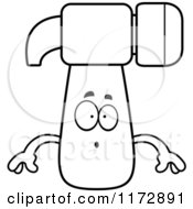 Cartoon Clipart Of A Surprised Hammer Mascot Vector Outlined Coloring Page by Cory Thoman