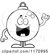 Black And White Smart Christmas Ornament Mascot With An Idea