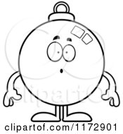 Poster, Art Print Of Black And White Surprised Christmas Ornament Mascot
