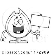 Black And White Hapy Fire Mascot Holding A Sign