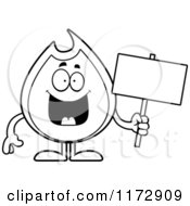 Poster, Art Print Of Black And White Hapy Fire Mascot Holding A Sign