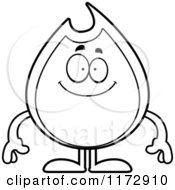 Cartoon Clipart Of A Happy Fire Mascot Vector Outlined Coloring Page