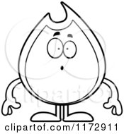 Cartoon Clipart Of A Surprised Fire Mascot Vector Outlined Coloring Page