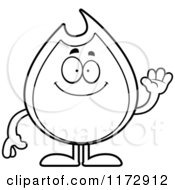 Cartoon Clipart Of A Waving Fire Mascot Vector Outlined Coloring Page by Cory Thoman