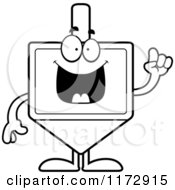 Poster, Art Print Of Black And White Smart Dreidel Mascot With An Idea