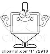 Cartoon Clipart Of A Mad Dreidel Mascot Vector Outlined Coloring Page