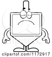 Cartoon Clipart Of A Depressed Dreidel Mascot Vector Outlined Coloring Page