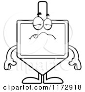 Cartoon Clipart Of A Sick Dreidel Mascot Vector Outlined Coloring Page