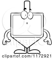 Cartoon Clipart Of A Surprised Dreidel Mascot Vector Outlined Coloring Page