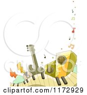 Poster, Art Print Of Border Of Music Instruments And Copyspace