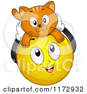 Poster, Art Print Of Happy Emoticon Smiley With A Cat On Its Head