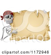 Poster, Art Print Of Skeleton Pirate Holding And Pointing To An Aged Parchment Scroll