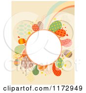 Cartoon Of An Abstract Whimsical Frame With A Rainbow And Hearts Over Beige Royalty Free Vector Clipart