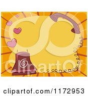 Cartoon Of A Landline Telephone With Hearts And Copyspace Royalty Free Vector Clipart