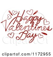 Cartoon Of A Red Happy Valentines Day Greeting With Hearts Royalty Free Vector Clipart
