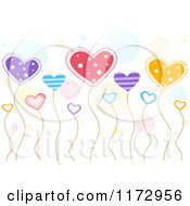 Cartoon Of A Background Of Colorful Heart Balloons And Dots Royalty Free Vector Clipart