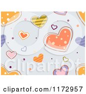 Cartoon Of A Seamless Heart Pattern On Gray Royalty Free Vector Clipart