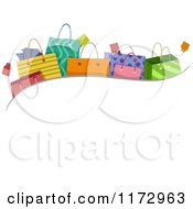 Cartoon Of A Wave Of Shopping Or Gift Bags Over Copyspace Royalty Free Vector Clipart