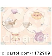 Seamless Tea Pot Cup And Spoon Pattern