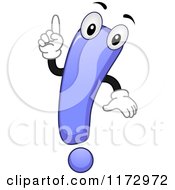 Cartoon Of A Purple Exclamation Point Mascot Holding Up A Finger Royalty Free Vector Clipart