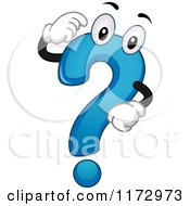Poster, Art Print Of Thinking Blue Question Mark Mascot