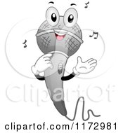 Cartoon Of A Singing Microphone Mascot Royalty Free Vector Clipart