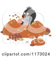 Poster, Art Print Of Cute Mole Waving From A Hole