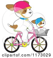 Poster, Art Print Of Cute Dogs Riding On A Bicycle And In A Basket