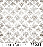 Seamless Brown Textured Damask Pattern On White