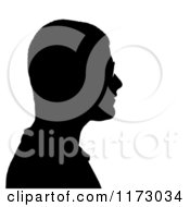 Clipart Of A Silhouetted Man Wearing Glasses In Profile Royalty Free CGI Illustration